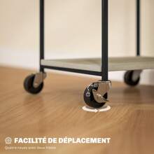 HOMCOM HOMCOM Support d'imprimante à 3 niveaux, meuble pour imprimante, sur roulettes, hauteur réglable, cadre en acier, pour bureau, maison, effet bois gris