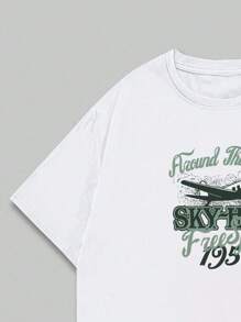 Camiseta Estilo Retro Streetwear Algodão Padrão de Texto Masculino T-shirt Premium Confortável Macio Unissex Masculino