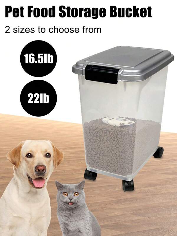 Contenitore per cibo per animali domestici da 7,5 a 10 kg, ermetico e impermeabile, adatto per cani, gatti, uccelli e altri animali domestici, con ruote per un facile spostamento, mantiene il cibo fresco