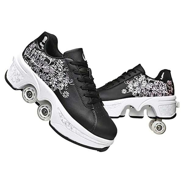 preyrocbirds Scarpe con rotelle, pattini a rotelle, skateboard, scarpe per bambini con rotelle, scarpe da pattinaggio, scarpe da ginnastica con ruote per ragazze e donne