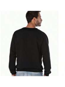 Unisex Round Neck Sweatshirt Hoodie Crew Neck Various Colors - Black - View 2