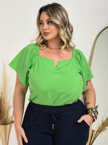 Women's Plus Size  Blouse - Verde Lima - Ver 1