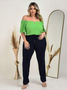 Women's Plus Size  Blouse - Verde Lima - Ver 4