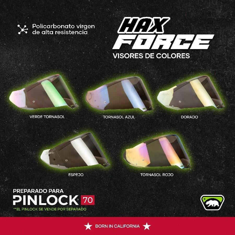 HAX Mica Visera Visor Para Casco Hax Force Iridium Colores Moda de