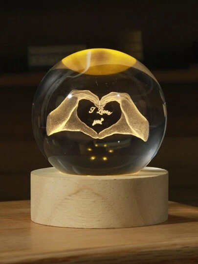 1 chiếc đèn ngủ để bàn hình quả cầu pha lê thủy tinh đế kaki Unisex, đồ trang trí hình quả cầu thủy tinh bầu trời đầy sao, quà tặng cho các cặp đôi vào ngày lễ tình nhân