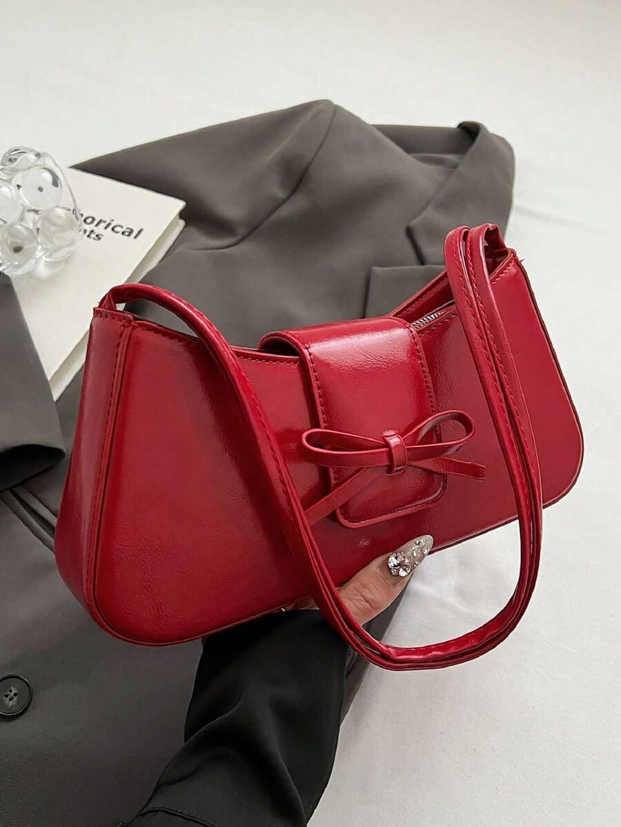 1 chiếc túi đeo vai phong cách ballet tối giản cổ điển có nơ trang trí, thích hợp cho các buổi hẹn hò, đi chơi và tiệc tùng