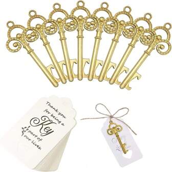 10pcs Key Bottle Opener Kit Keychain Vintage Wedding Bridal Shower Favors Wedding Souvenirs Metal Bottle Opener Guest Gifts, For Outdoor, Camping, Gift For Father