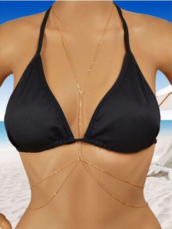 1pc Women Bikini Body Chain Necklace Layered Waist Belly Chain