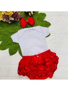 Women's Summer Set - Bodysuit + Bow & Panties - 100% Cotton Bodysuit, Rich Ass Panties And Stocking Bow - Đỏ - Xem 2