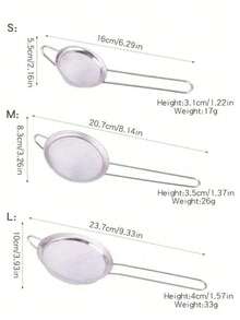 1/3pcs Stainless Steel Fine Mesh Strainer With Handle - Kitchen Tool For Sifting And Sieving - Silver - View 2