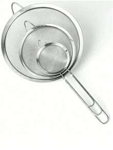 1/3pcs Stainless Steel Fine Mesh Strainer With Handle - Kitchen Tool For Sifting And Sieving - Silver - View 1