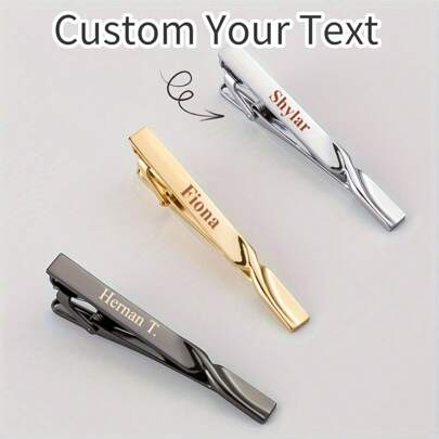 Stainless Steel Tie Clips For Men - Personalized Engravable - Elegant Twisted Design - Versatile For Business, Wedding, Gift Customizable With Company Logo Or Name,Boyfriend's Gift,Father's Gift,Forest Tones