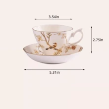 高端陶瓷咖啡杯碟套装，适合订婚、结婚、乔迁礼物 - 彩色 - 查看 2