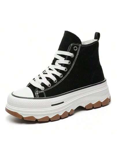 Tenis Mujer Lona Deportiva Transpirable Alto Grueso Fondo