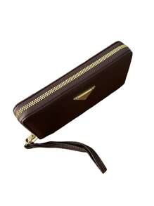 Women's Wallet With Zipper Hand Strap Small Wallet - 咖啡棕 - 查看 3