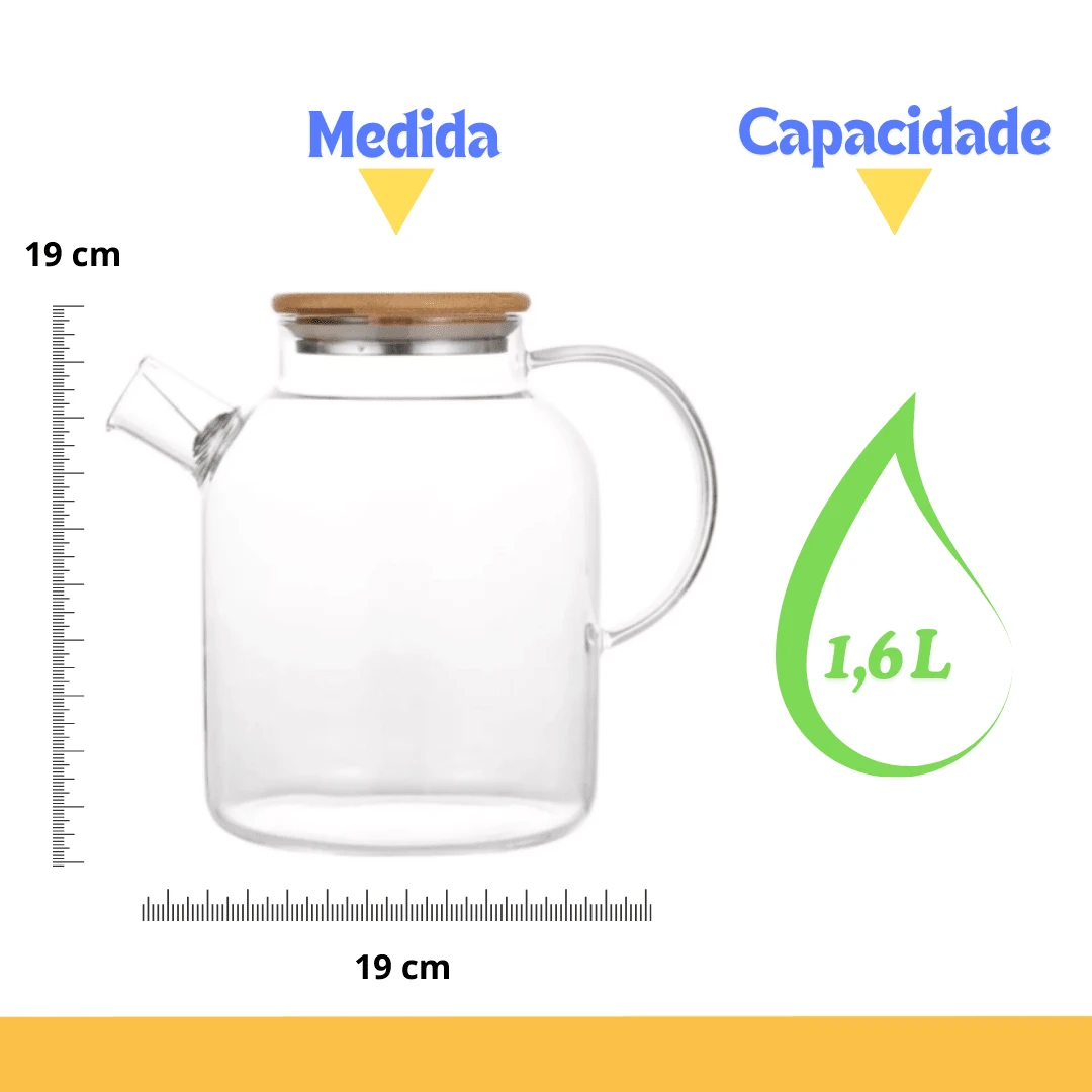 Glass Kettle With Bamboo Lid Teapot With Stainless Steel Spring Filter