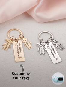 定制 2 个名字钥匙扣，男孩和女孩图案，情侣和最好的朋友个性化钥匙扣，定制 2 个名字，情人节、生日、周年纪念日、圣诞节、家庭、高端礼物的个性化礼物 - 款式1 - 查看 11