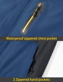 KEFITEVD Men's Winter Ski Jacket Waterproof Snow Coats Snowboard Fleece Lining Jacket Warm Parka With Hooded - 藍色 - 查看 6