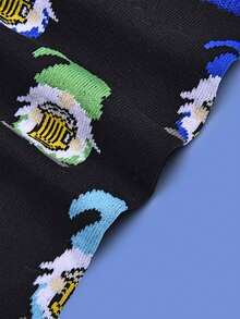 1 双有趣又时髦的矮人印花袜子时尚新颖中筒袜妖精袜子 - 彩色 - 查看 5