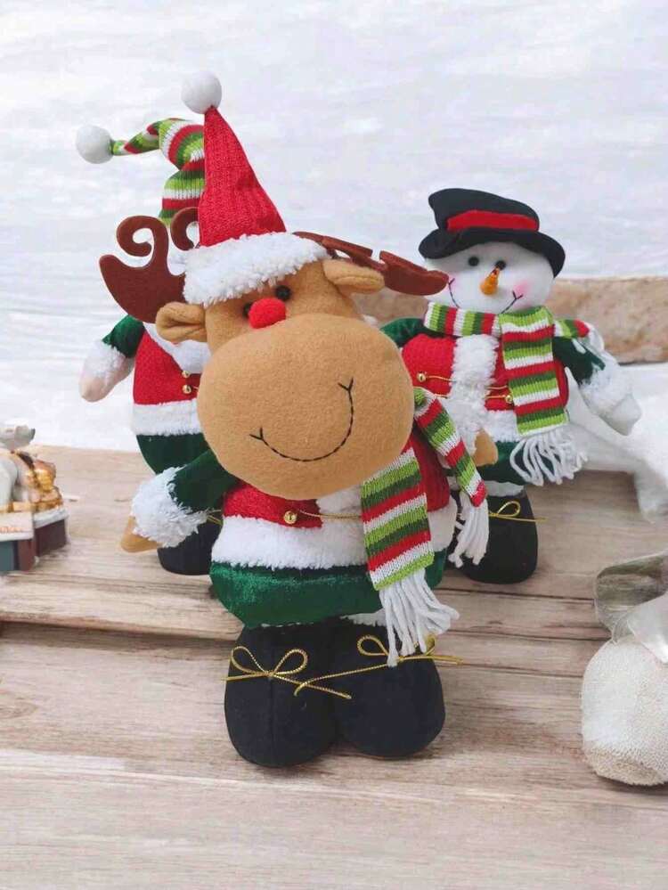 Christmas Plush Dolls GREEN BOYS, Christmas Decoration, Fluffy Expandable With Spring - SANTA - View 2
