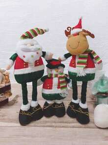 Muñecos navideños peluches CHICOS VERDES, Decoración de Navidad, Esponjosos Expandible con Resorte - SANTA - Ver 1