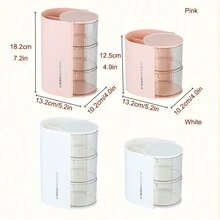 1 hộp đựng đồ trang điểm 2/3 tầng có ngăn kéo xoay, hộp đựng mỹ phẩm chống bụi trong suốt, mút trang điểm nhiều lớp và giá đựng cọ trang điểm, hộp đựng đồ trang điểm nhỏ gọn cho phấn má, chì kẻ mày, son môi, lý tưởng để đựng đồ trên bàn làm việc, tủ quần áo và phòng tắm - Nhiều màu - Xem 3