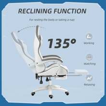 Vinsetto Computer Gaming Chair, PU Leather Desk Chair With Footrest, Swivel Task Chair With 135° Reclining Back And Lumbar Support, PC Chair For Adults - Grey - View 5