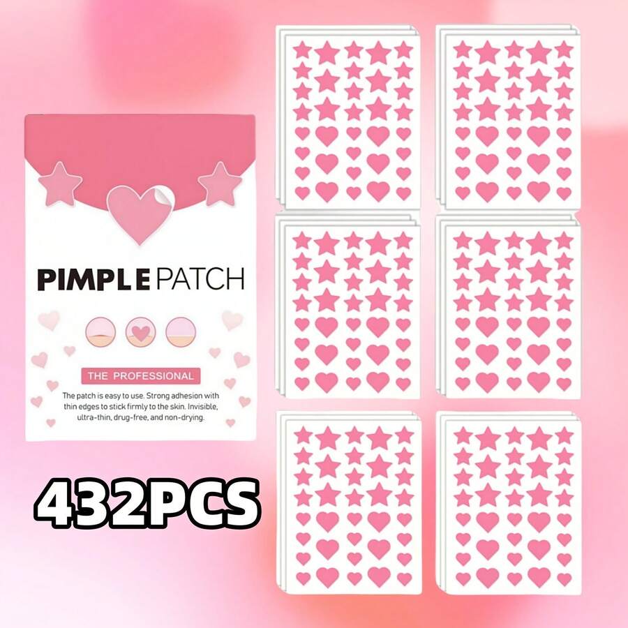 432 片星形水胶体痤疮贴，粉刺遮盖贴，温和呵护肌肤 - 彩色 - 查看 1
