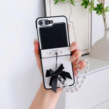 新款时尚皮革折叠手机壳，带链带，适用于三星 Galaxy Z Flip3 5G/Galaxy Z Flip 4 5G/Galaxy Z Flip 5 5G/Galaxy Z Flip 6 5G/Galaxy Z Flip 7 5G，女款