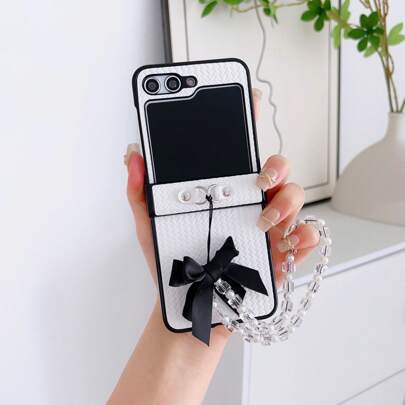 New Luxury Leather Folding Phone Case With Detachable Chain Compatible With Samsung Galaxy Z Flip3 5GGalaxy Z Flip 4 5GGalaxy Z Flip 5 5GGalaxy Z