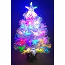 2ft (60cm) White Iridescent PVC Fibre Optic Christmas Tree With Colour Changing LED Lights - White - View 2