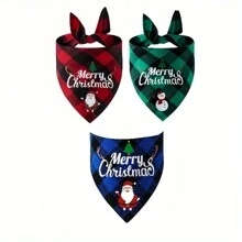 Set da 3 pezzi Bandana natalizia per cani, con giocattoli per cani, sciarpa a quadri classici natalizi, bavaglino e set di sciarpe per animali domestici, adatto per cani di piccola, media e grande taglia