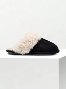 Women Furry Slippers Fluffy Soft Warm Slip On House Slippers Non-Slip Cozy Plush Indoor Outdoor Winter Fuzzy Lined Slippers Bedroom Shoes For Valentine's Day Gift - Black - View 7