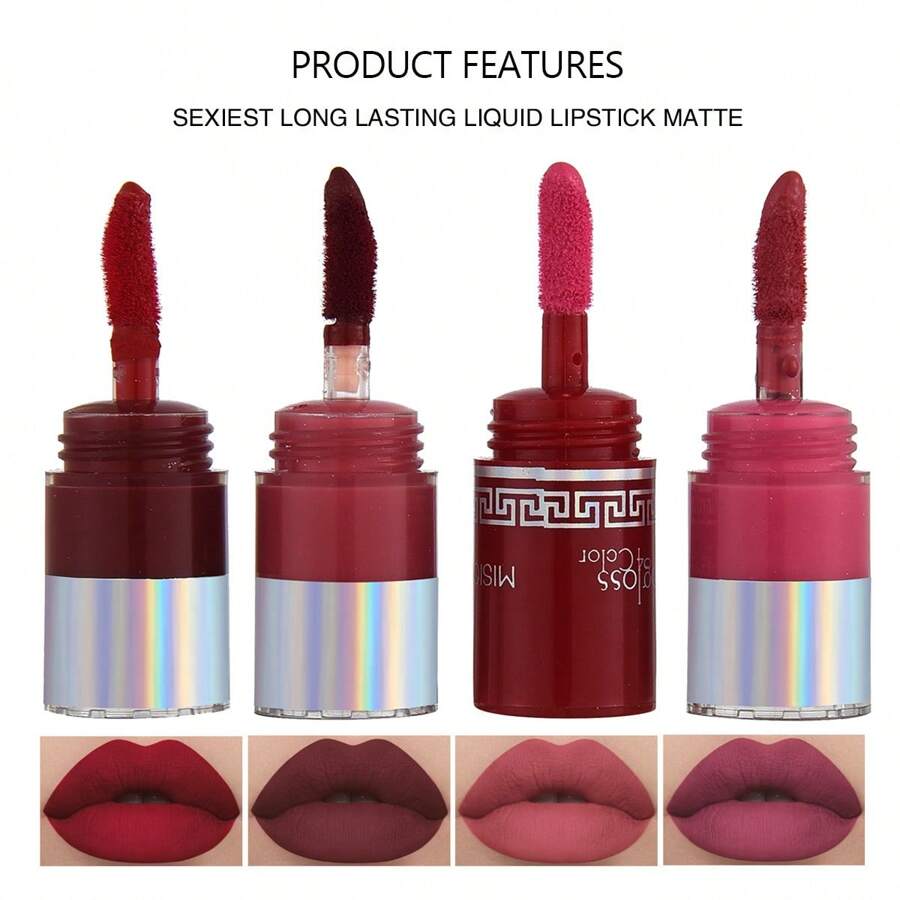 Misiou Beauty Son kem lì 4 màu, Gói di động, 1 bộ 4 màu, Son kem lì lâu trôi - 03 - Xem 1