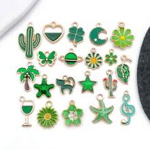 20/50/200pcs Mixed 10 Colors Fashion Enamel Assorted Charm Bulk Flower Heart Shape Gold-Plated Pendant For DIY Bracelets Necklaces Earrings Pendants Jewelry Making Accessories - trộn - Xem 22