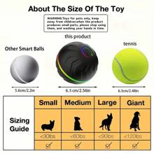 1 pieza Juguete para perro inteligente, bola electrónica interactiva para mascota, bola con movimiento automático y luces LED intermitentes, resistente, activado por movimiento y recargable por USB, ideal para el tiempo de juego y ejercicio de perros pequeños a grandes - Multicolor - Ver 5