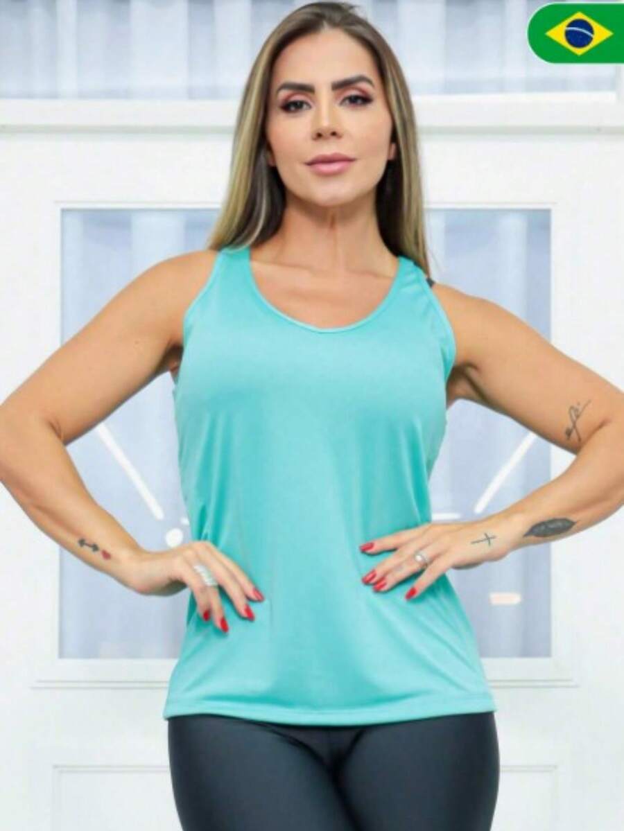 Women's Tank Tops For The Gym Dry Fit Comfortable And Non-Transparent Promotion - 薄荷藍 - 查看 1