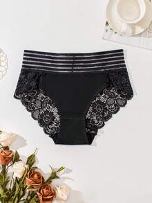 3 Quần lót nữ Quần lót liền mạch Quần lót liền mạch Thoải mái Thoáng khí Đồ lót gợi cảm cho nữ Quần lót ren hoa ngọt ngào Thể thao Giảm béo bụng - Nhiều màu - Xem 3