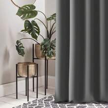 Curtain On Tape 145x270cm Long Smooth Matte Blackout Decoration For Window - Dark Grey - View 3