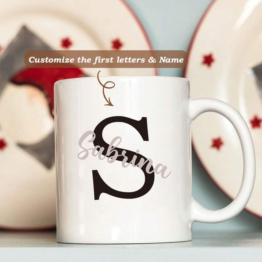 Personalized Mug | Initial Name Mug | Customized Name | Personalized Gift | Coffee Cup | Customized Mug | Initial Name Mug | Birthday | Wedding - White - View 1