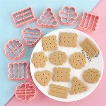 8 件套圆形复古饼干模具，带小波浪边、压印，适用于饼干、面包、软糖 - 粉色 - 查看 5
