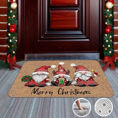 1pc Christmas Themed Door Mat, Non-slip, Washable, Winter Doormat For Indoor And Outdoor Entrance Decoration