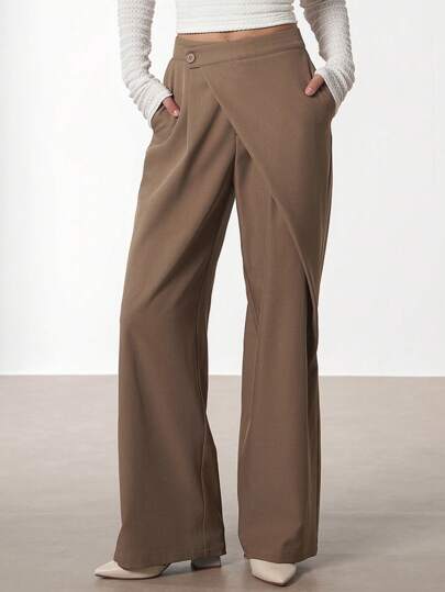 Floreya Women High Waist Wide Leg Pants, Loose Fit Casual Straight Trousers For Autumn