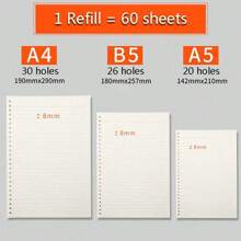 1 套 - A4/B5/A5 活页夹笔记本可再填充空白/线/网格/康奈尔可用可更换金属环计划器螺旋笔记本办公室夹活页夹日记本适用于大学学校用品文具 26 孔返校圣诞新年礼物