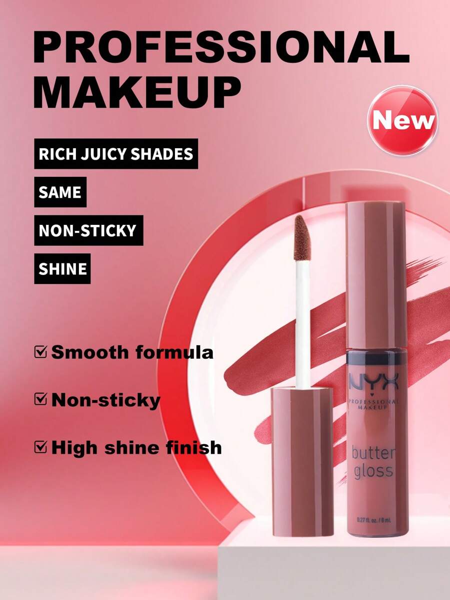 NYX Butter Gloss Non-Sticky Lip Gloss 16 Praline Color  8ml/0.28 Oz - Praline - View 1