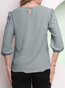 Women's Blouse Tailored Simplicity Elegant Social Basic Crepe 3/4 Sleeve Princess Tamires - 灰色 - 查看 2