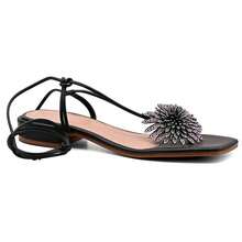 Women's Elegant Lace-Up Sandal With Block Heel Exclusive Launch - 黑色 - 查看 5