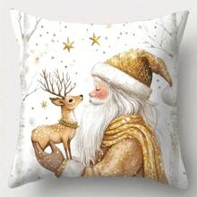 Fundas de almohada con diseños de Papá Noel, muñeco de nieve y renos, Decoración navideña, doradas y acogedoras, lavables, para sala de estar, sofá, cama, decoración del hogar, Navidad