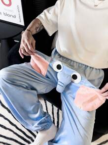 Novelty Autumn And Winter Sleeping Pants For Women, Warm Cartoon Elephant Trunk Pants, Can Be Worn As Outerwear For Home - 寶藍色 - 查看 3