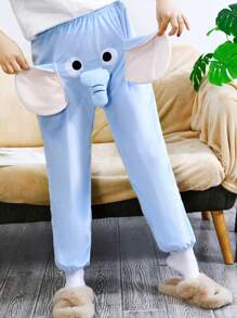 Novelty Autumn And Winter Sleeping Pants For Women, Warm Cartoon Elephant Trunk Pants, Can Be Worn As Outerwear For Home - 寶藍色 - 查看 5